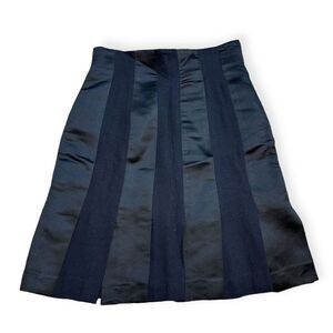 Magali Evening Women's Black Wool Silk Blend Slit Panel A-Line Skirt Size 8